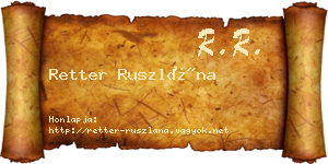 Retter Ruszlána névjegykártya